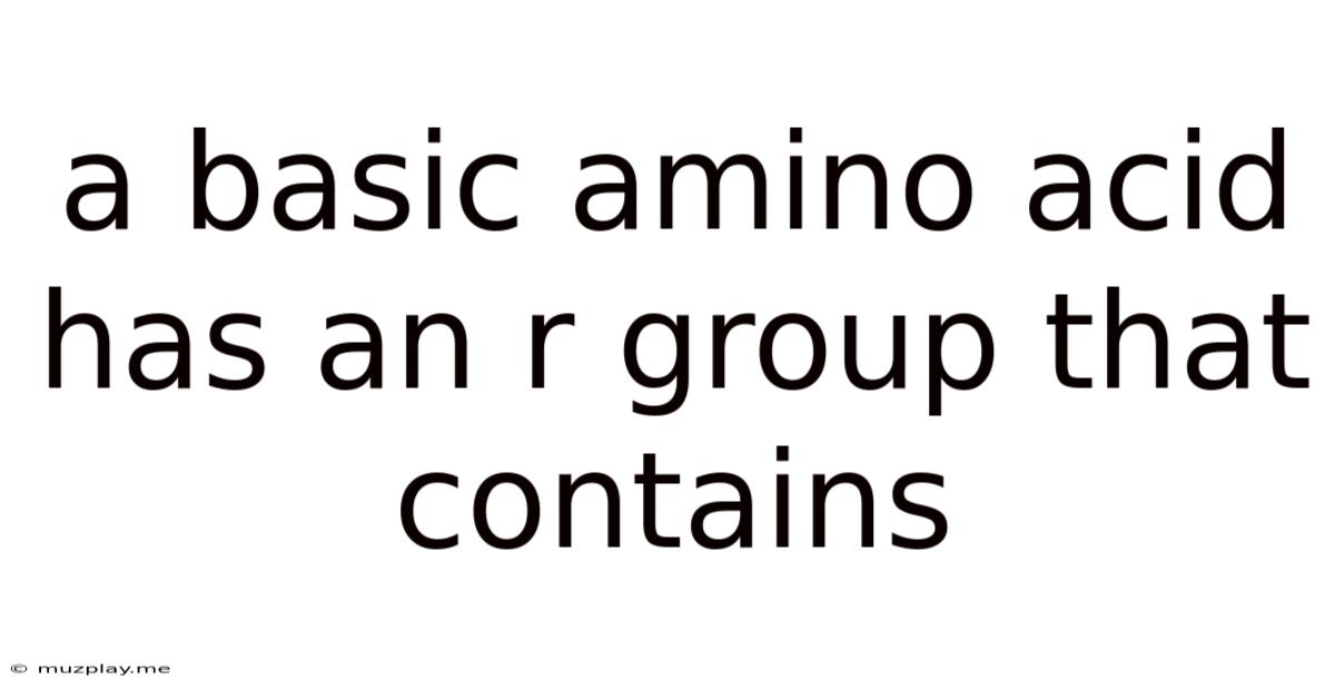 A Basic Amino Acid Has An R Group That Contains