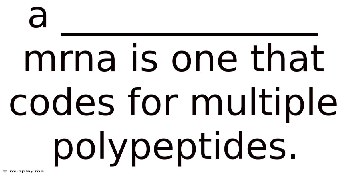 A ______________ Mrna Is One That Codes For Multiple Polypeptides.