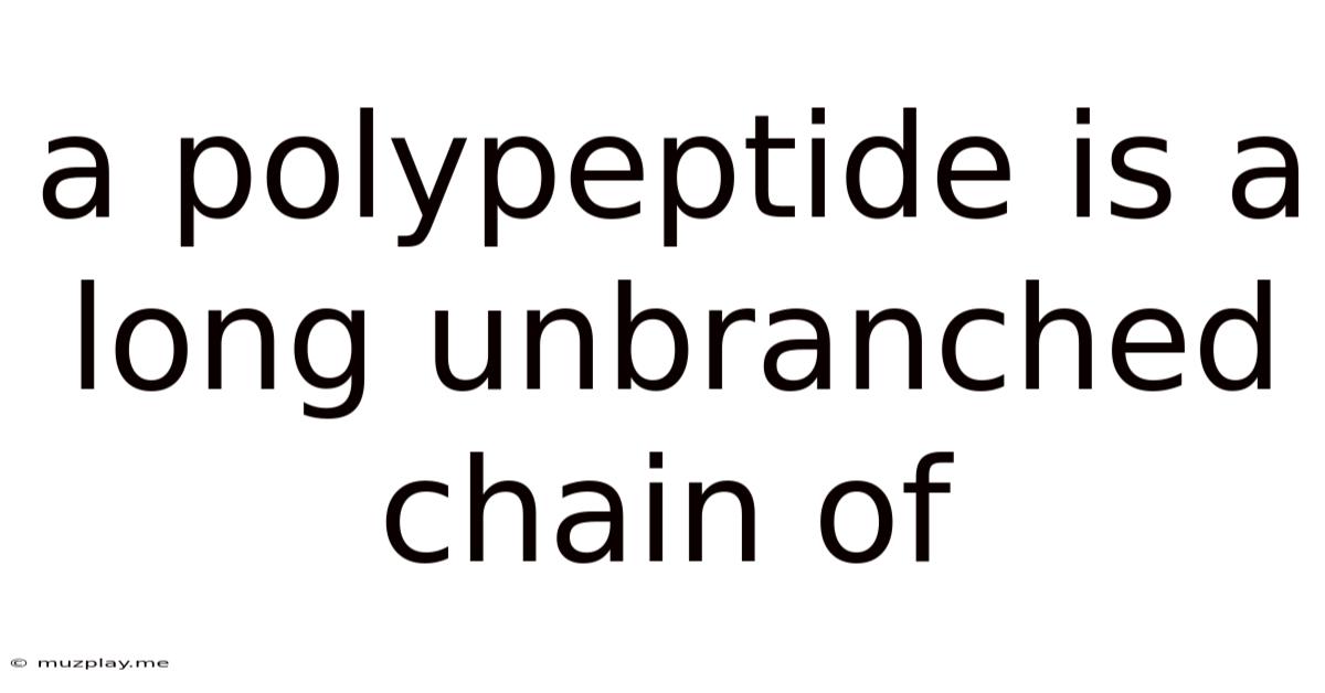 A Polypeptide Is A Long Unbranched Chain Of