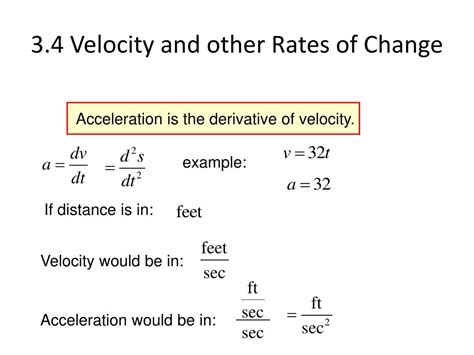 A Rate Of Change Velocity Or Acceleration