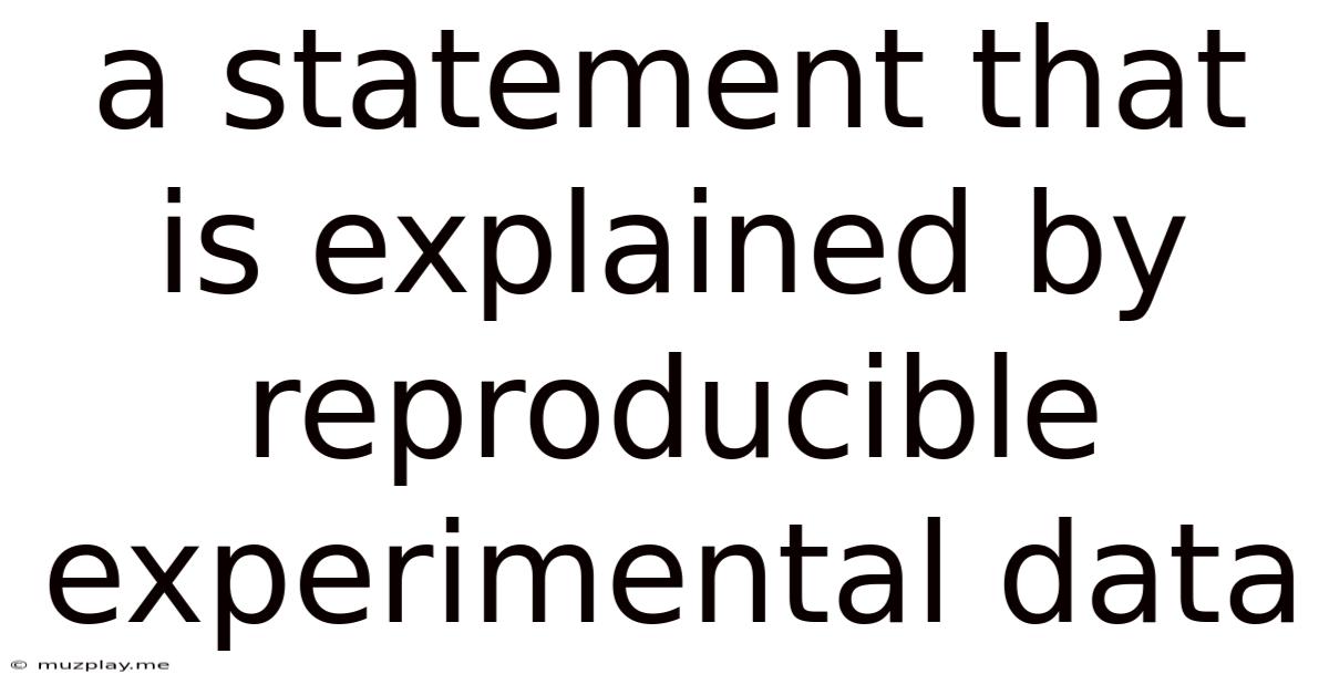A Statement That Is Explained By Reproducible Experimental Data