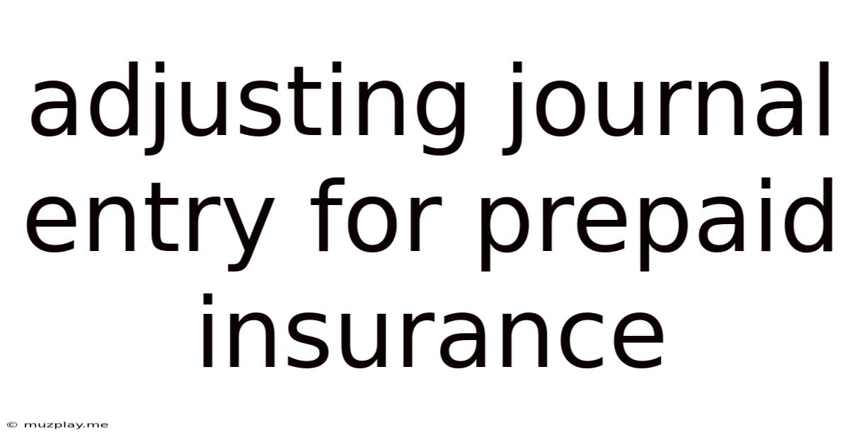 Adjusting Journal Entry For Prepaid Insurance