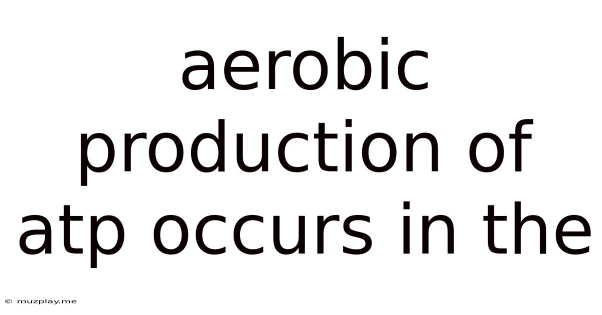 Aerobic Production Of Atp Occurs In The