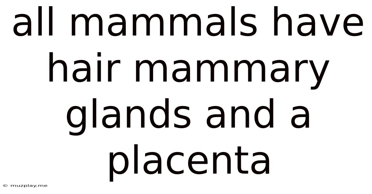 All Mammals Have Hair Mammary Glands And A Placenta