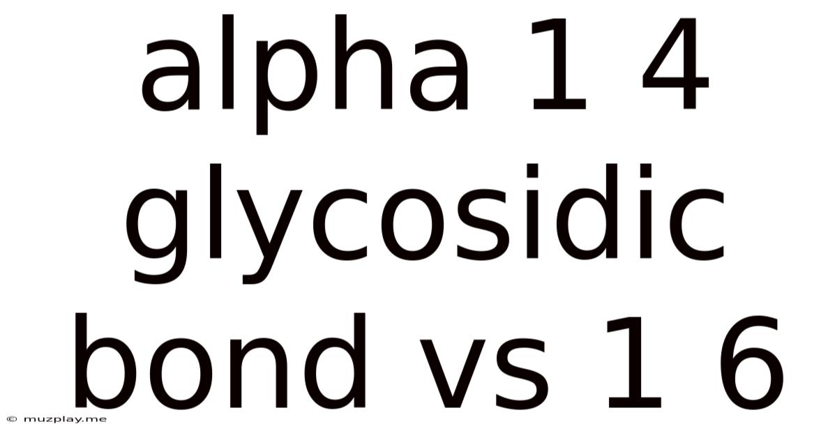 Alpha 1 4 Glycosidic Bond Vs 1 6