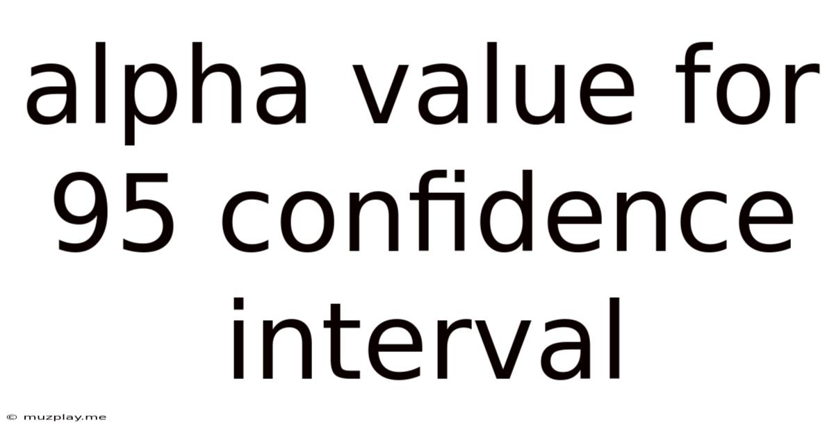 Alpha Value For 95 Confidence Interval