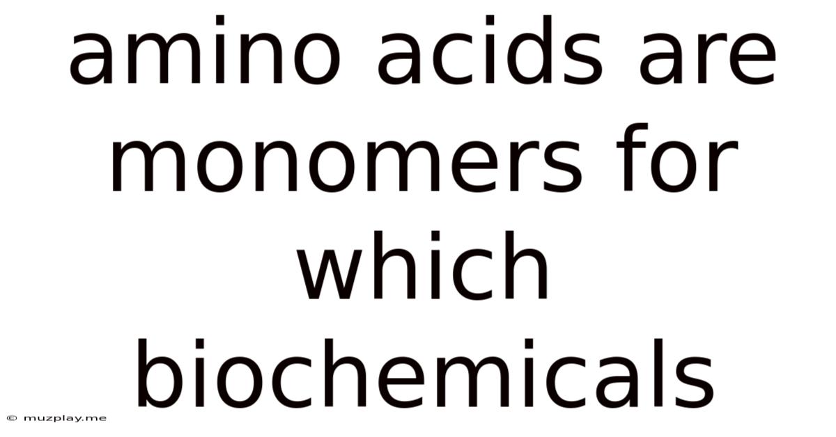 Amino Acids Are Monomers For Which Biochemicals