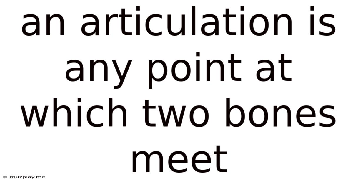 An Articulation Is Any Point At Which Two Bones Meet