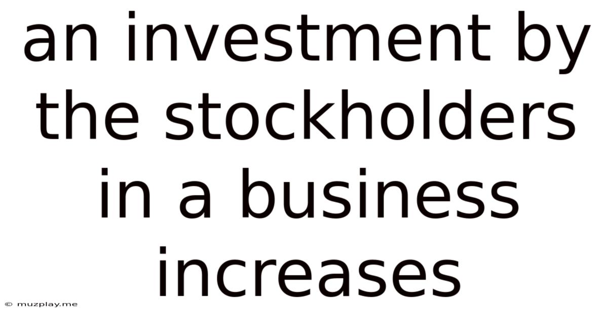 An Investment By The Stockholders In A Business Increases