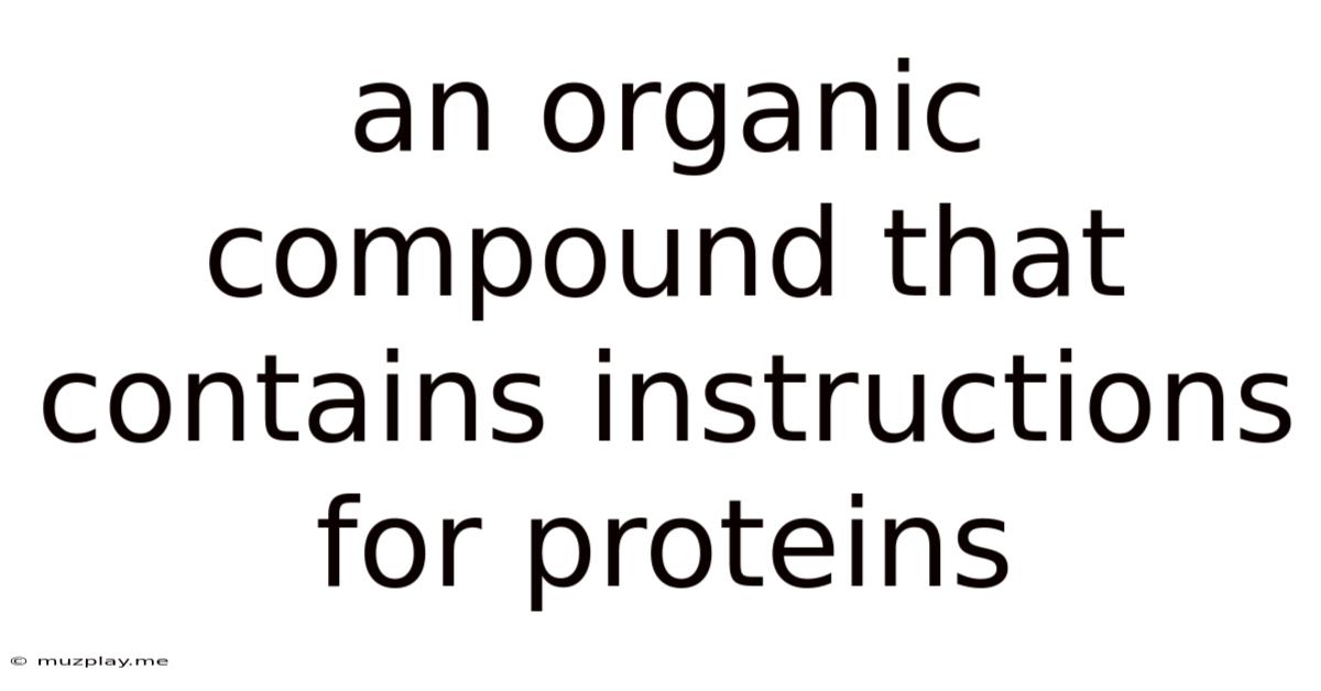 An Organic Compound That Contains Instructions For Proteins