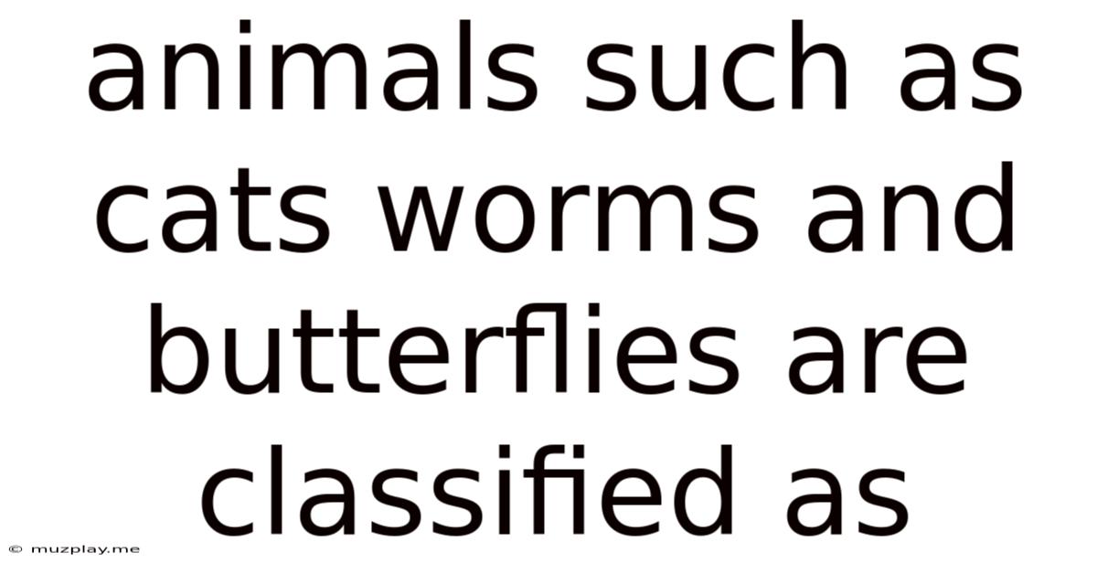 Animals Such As Cats Worms And Butterflies Are Classified As
