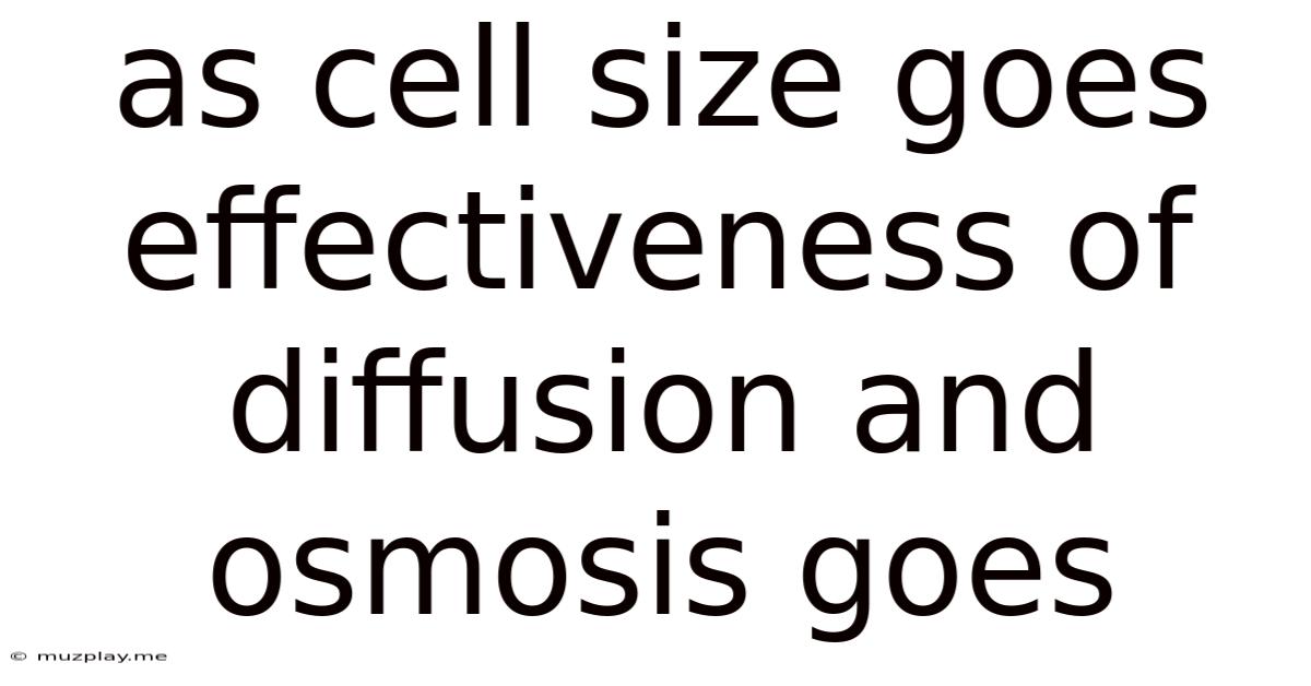 As Cell Size Goes Effectiveness Of Diffusion And Osmosis Goes