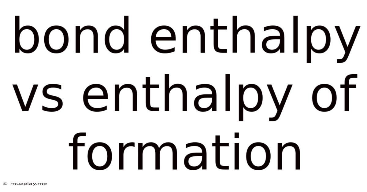 Bond Enthalpy Vs Enthalpy Of Formation