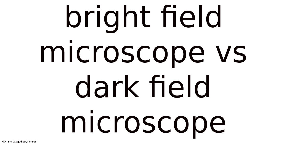 Bright Field Microscope Vs Dark Field Microscope