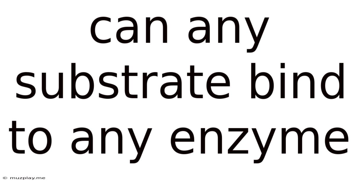 Can Any Substrate Bind To Any Enzyme