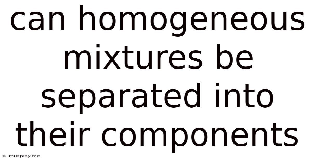 Can Homogeneous Mixtures Be Separated Into Their Components