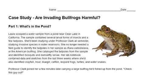 Case Study Are Invading Bullfrogs Harmful