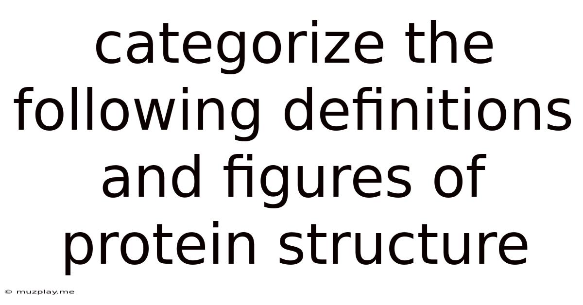 Categorize The Following Definitions And Figures Of Protein Structure
