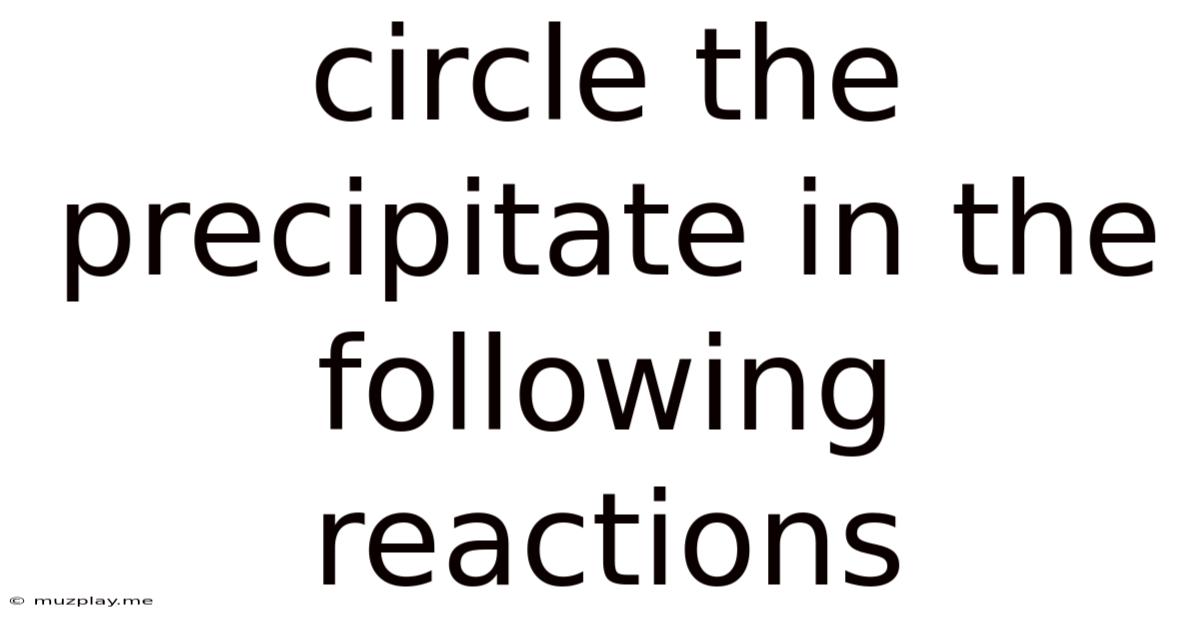 Circle The Precipitate In The Following Reactions