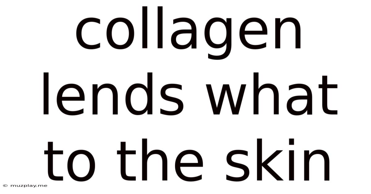 Collagen Lends What To The Skin