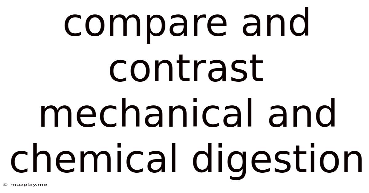 Compare And Contrast Mechanical And Chemical Digestion