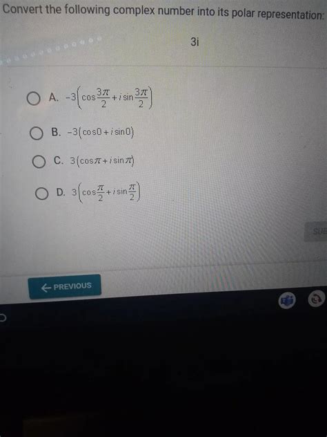 Convert The Following Complex Number Into Its Polar Representation