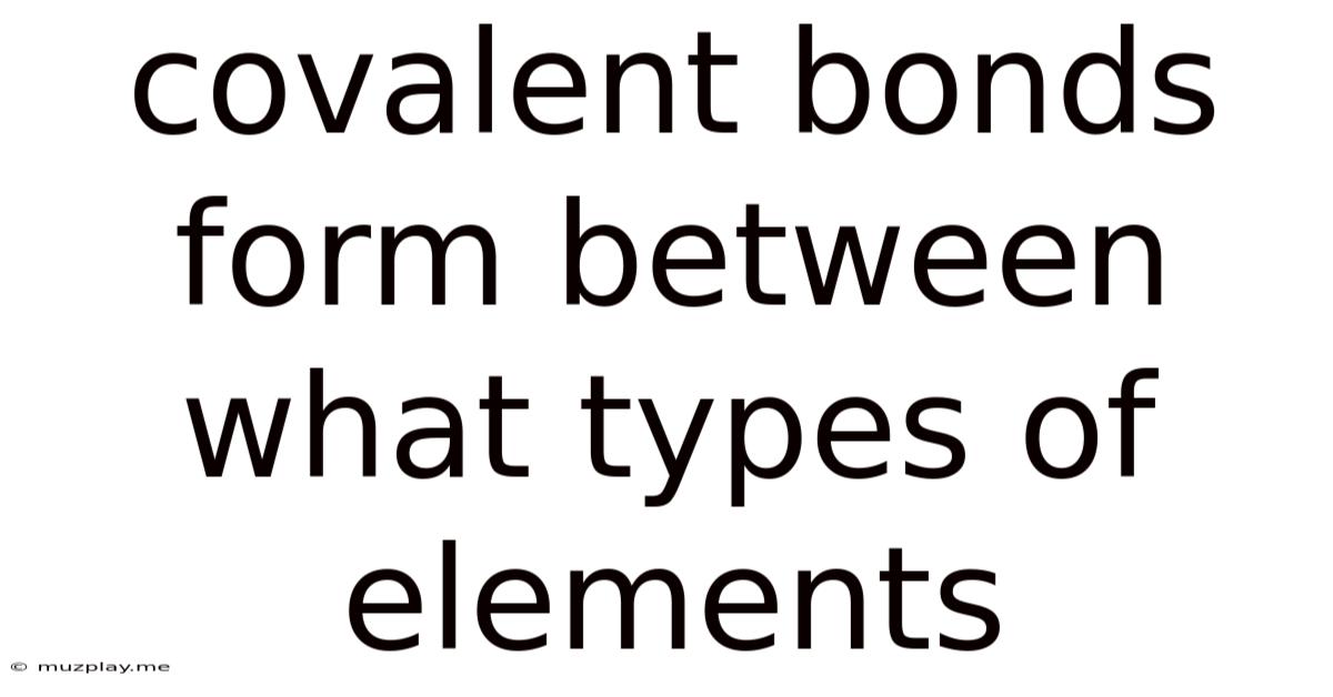 Covalent Bonds Form Between What Types Of Elements