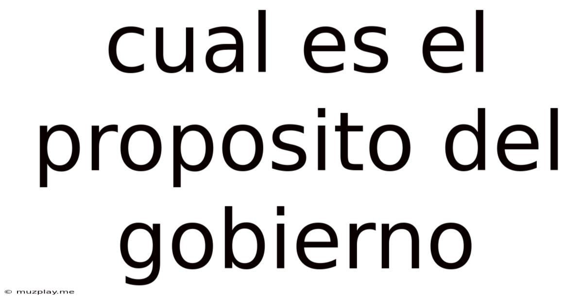 Cual Es El Proposito Del Gobierno