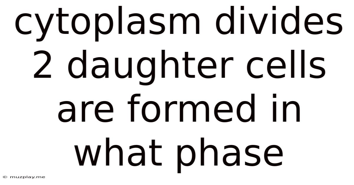 Cytoplasm Divides 2 Daughter Cells Are Formed In What Phase