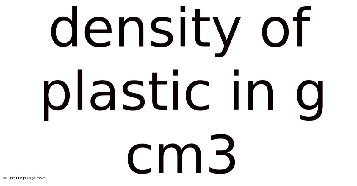 Density Of Plastic In G Cm3