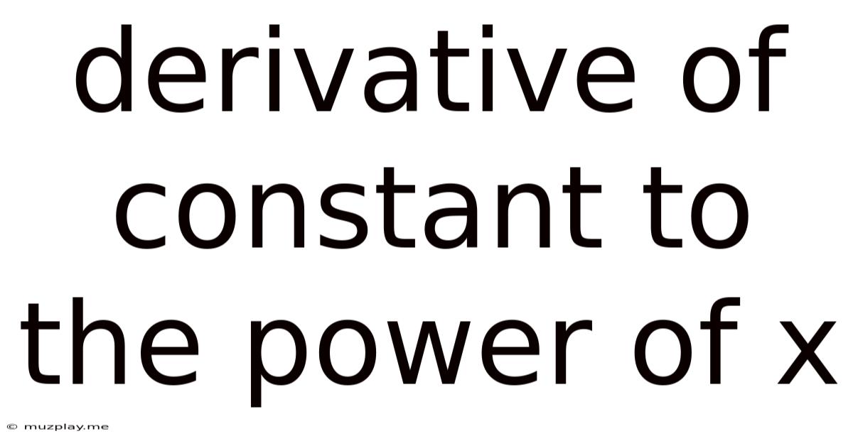 Derivative Of Constant To The Power Of X