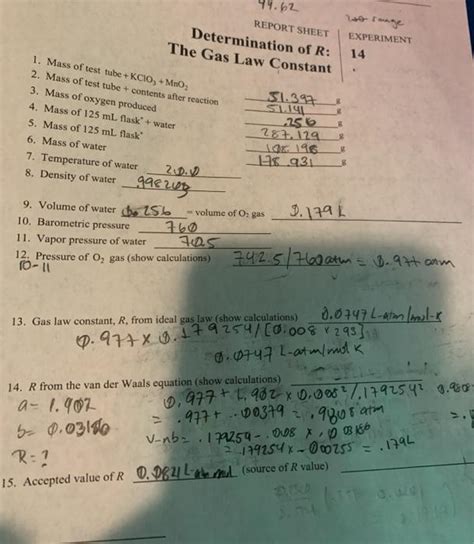 Determination Of The Gas Constant R Lab Answers