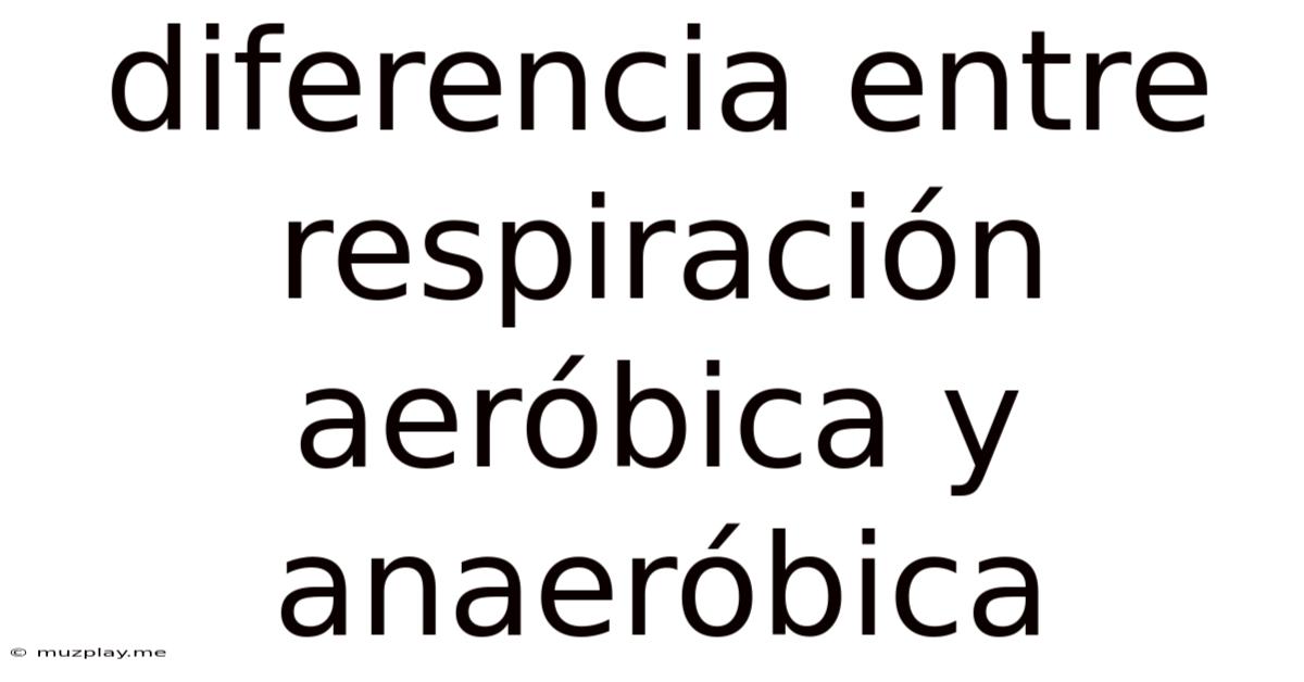 Diferencia Entre Respiración Aeróbica Y Anaeróbica