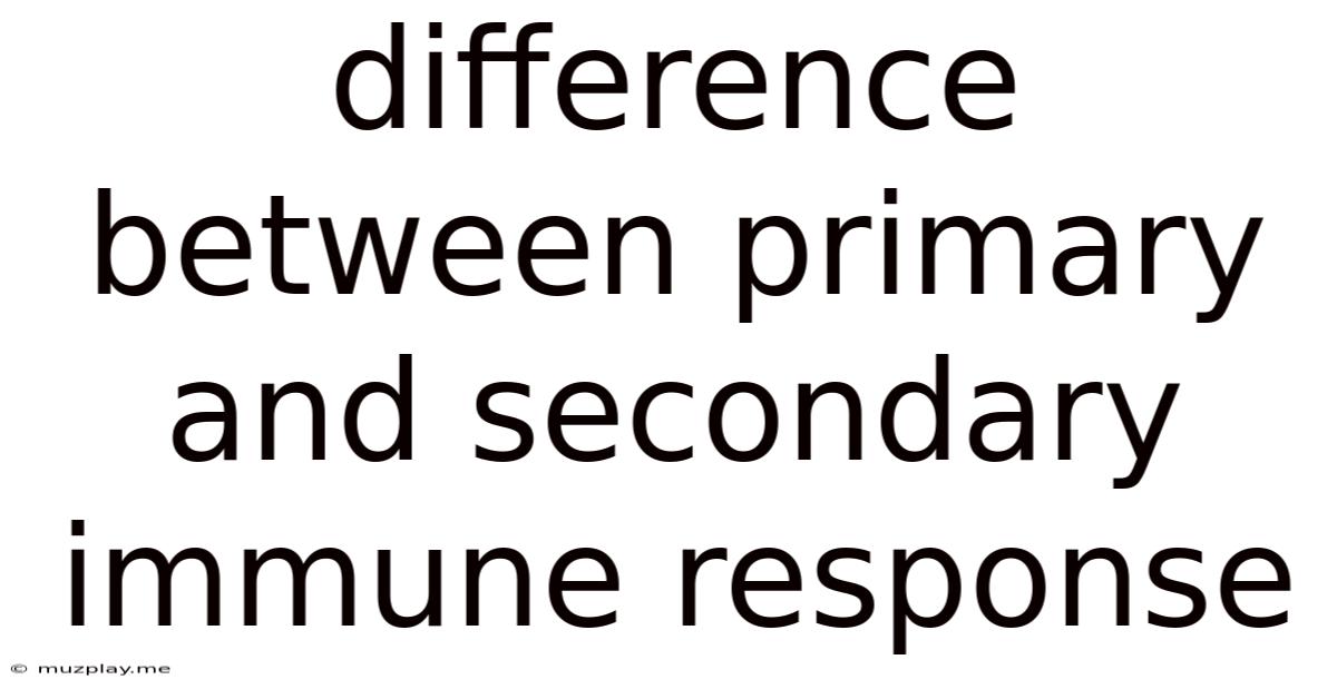 Difference Between Primary And Secondary Immune Response