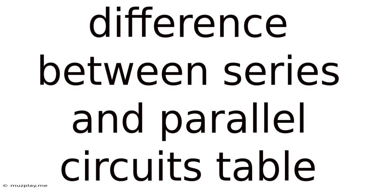 Difference Between Series And Parallel Circuits Table