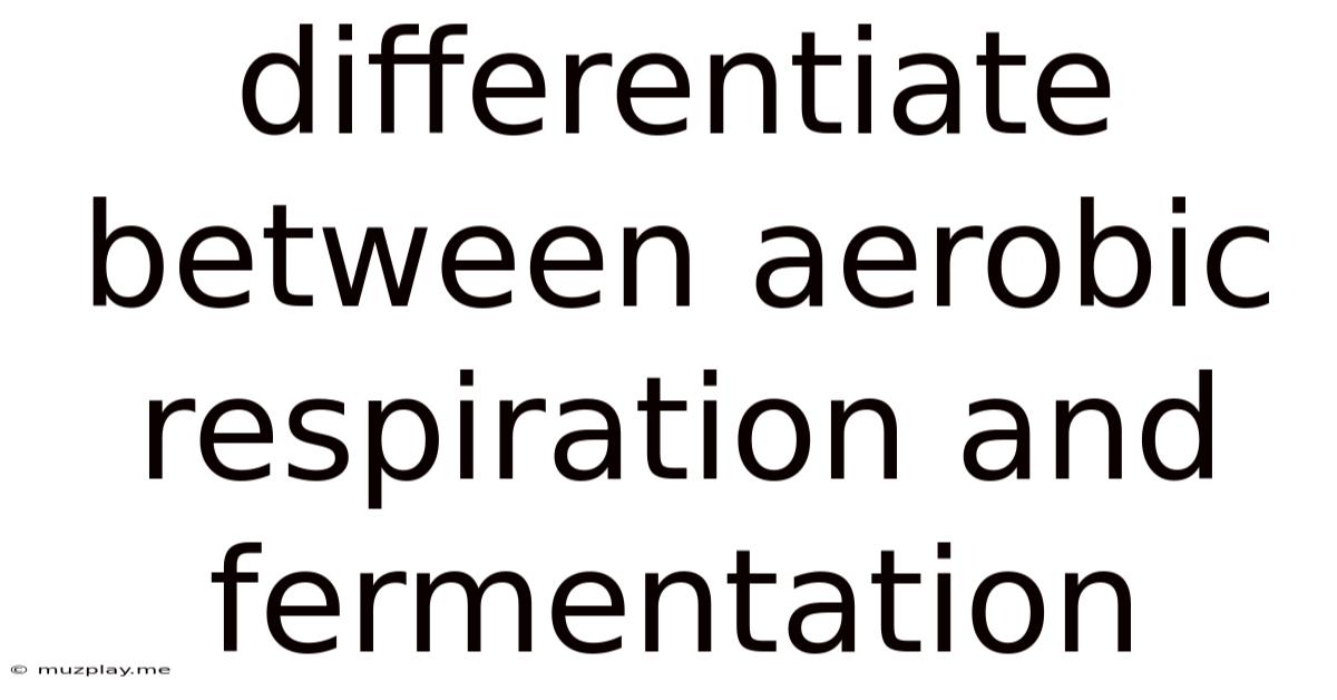 Differentiate Between Aerobic Respiration And Fermentation