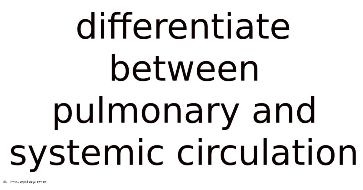 Differentiate Between Pulmonary And Systemic Circulation