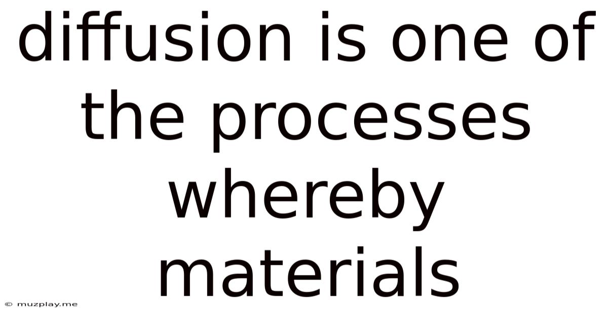 Diffusion Is One Of The Processes Whereby Materials