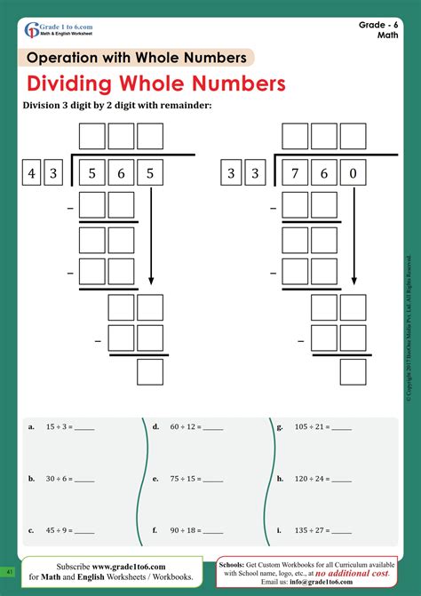 Dividing Whole Numbers By Whole Numbers