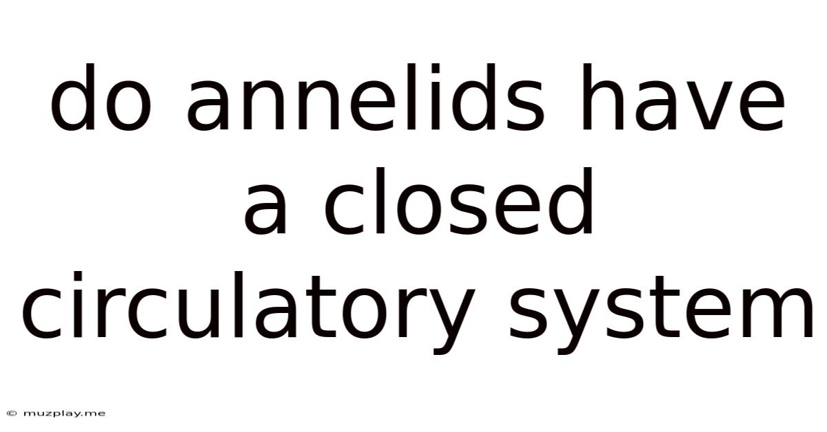 Do Annelids Have A Closed Circulatory System