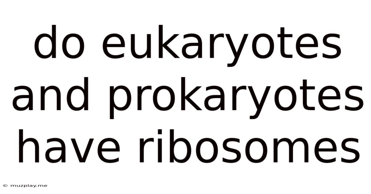 Do Eukaryotes And Prokaryotes Have Ribosomes