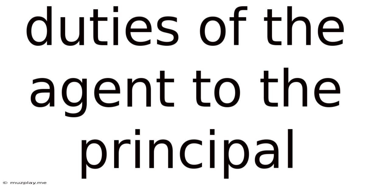 Duties Of The Agent To The Principal