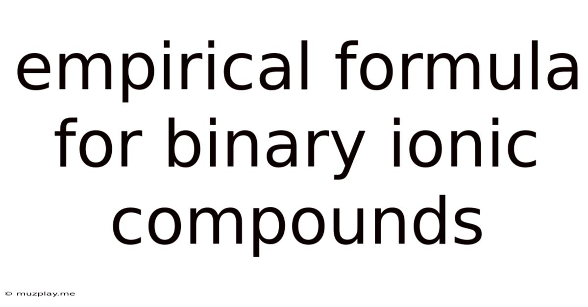 Empirical Formula For Binary Ionic Compounds