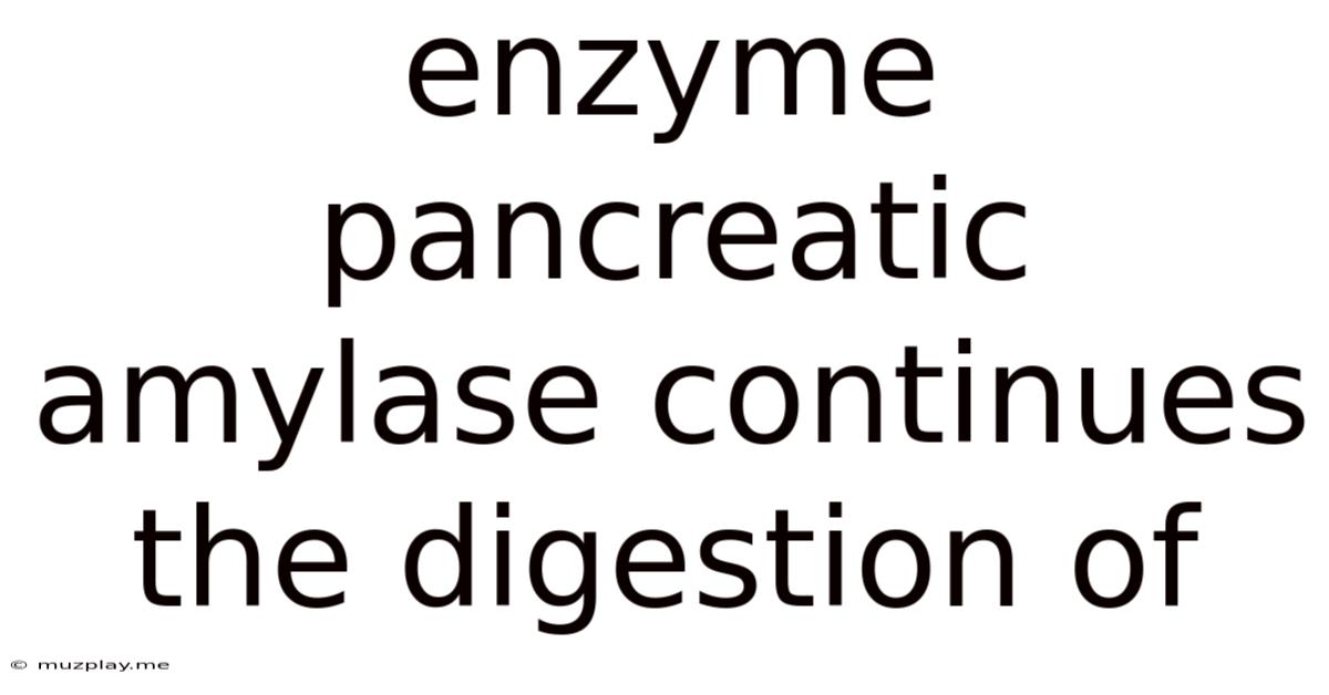 Enzyme Pancreatic Amylase Continues The Digestion Of