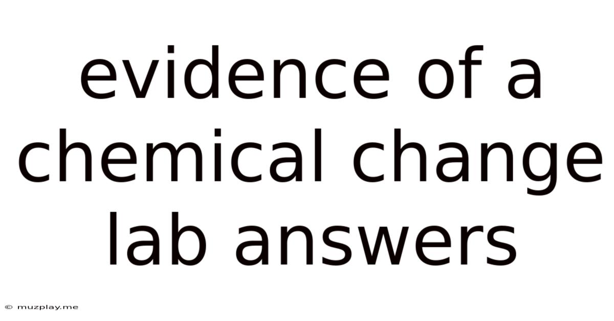 Evidence Of A Chemical Change Lab Answers