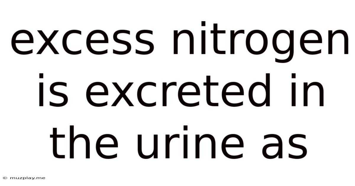 Excess Nitrogen Is Excreted In The Urine As