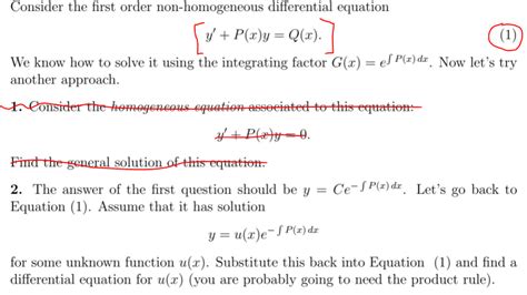 First Order Non Homogeneous Differential Equation