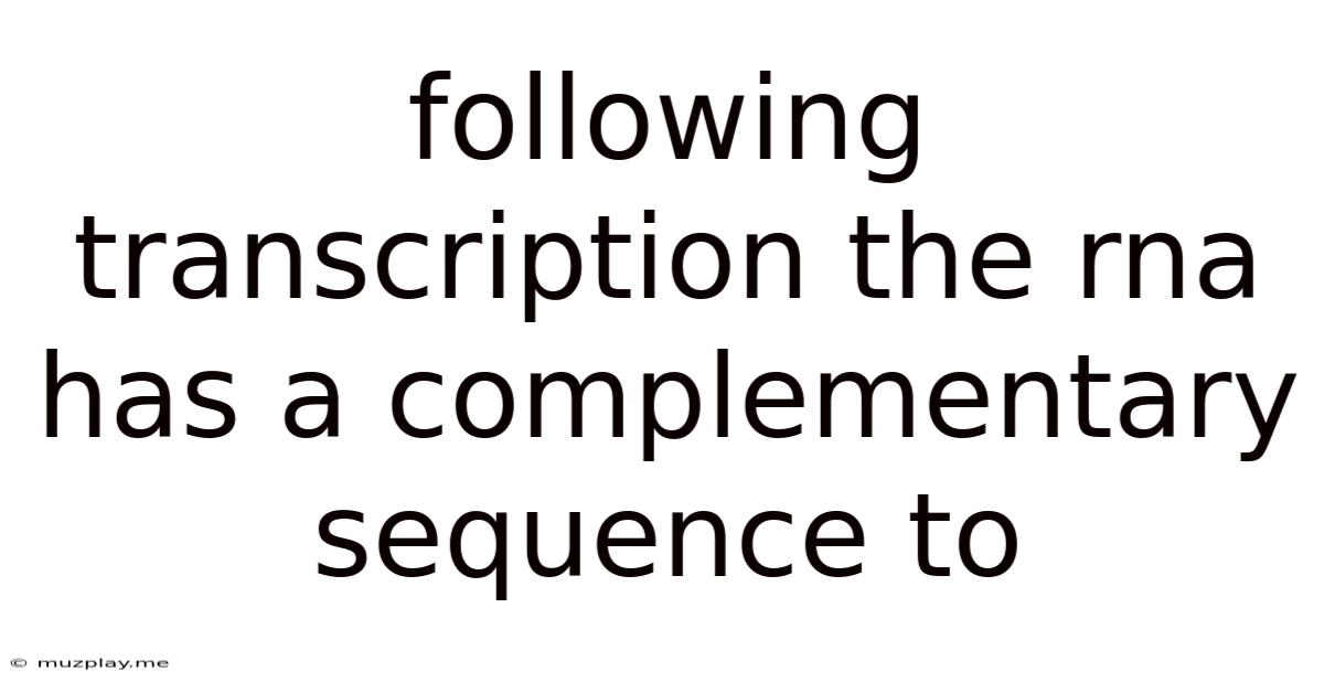 Following Transcription The Rna Has A Complementary Sequence To