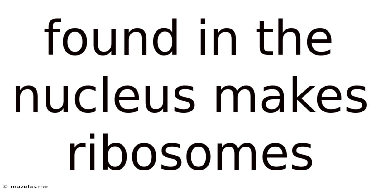 Found In The Nucleus Makes Ribosomes