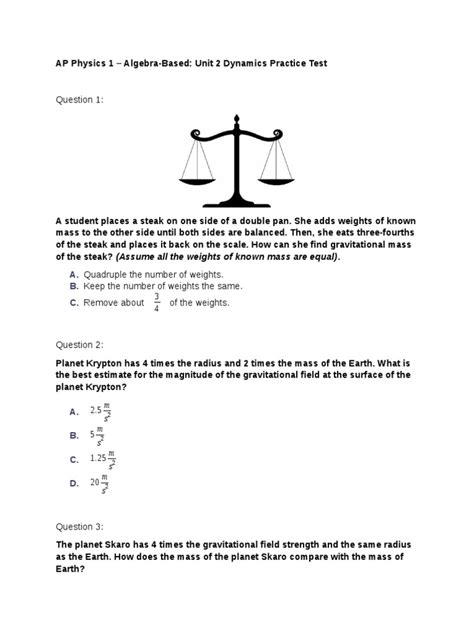 Free Algebra Based Physics 1 College Course